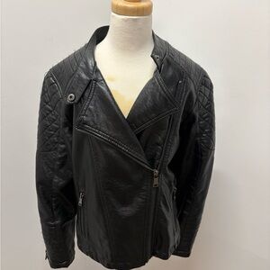 Kids Black Leather Biker Jacket